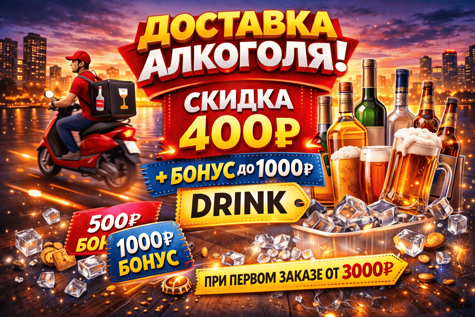 Спецпредложение на напитки и закуски в Перми